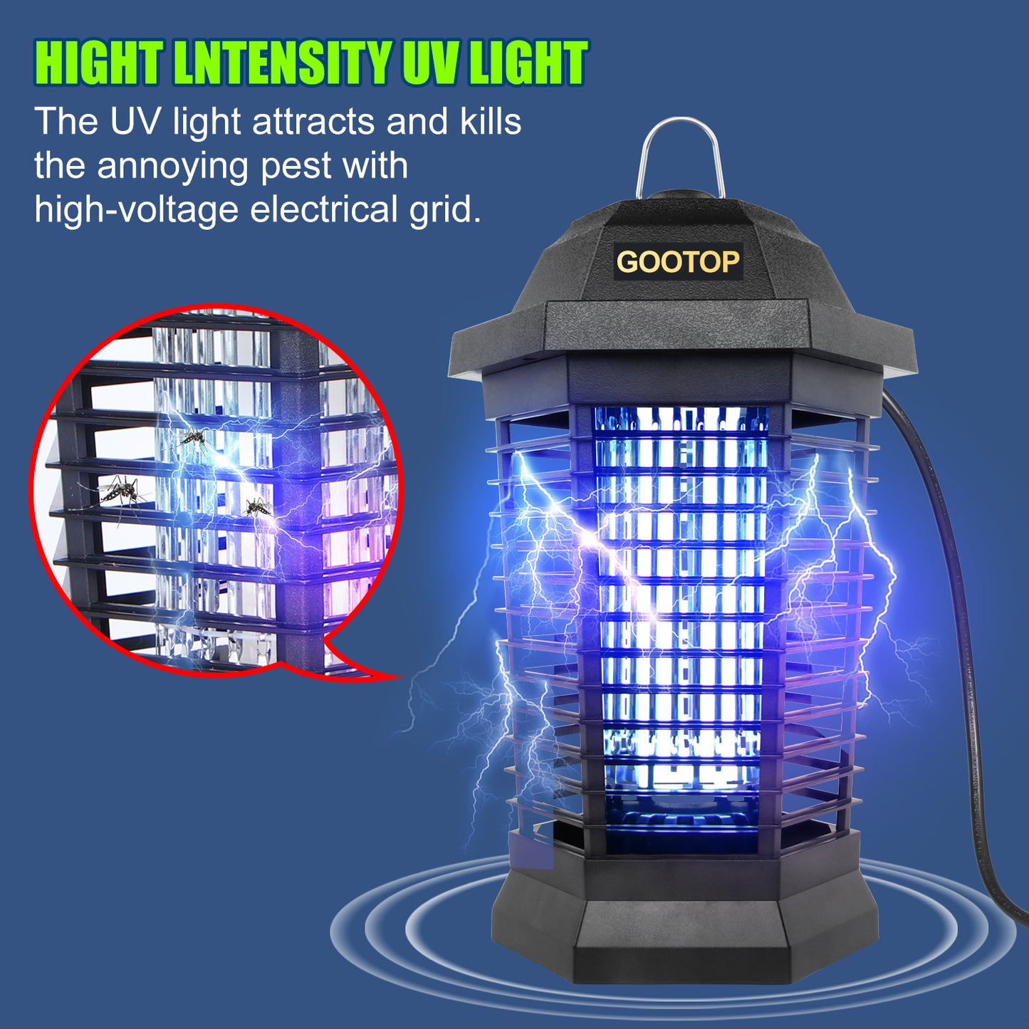 GOOTOP Bug Zapper Outdoor and Indoor, Mosquito Zapper Outdoor, Mosquito Trap, Fly Killer