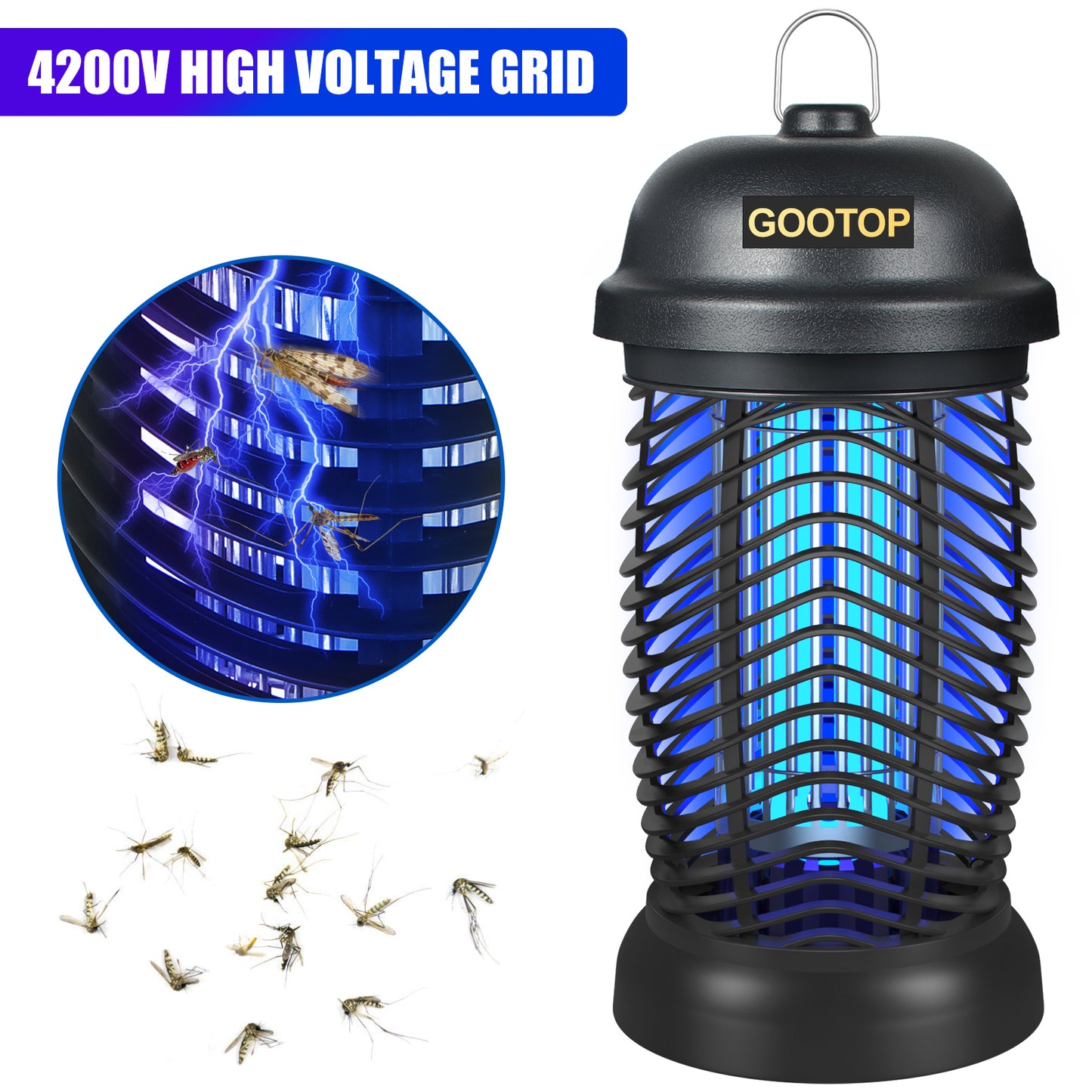GOOTOP Bug Zapper,Electronic Mosquito Zappers for Outdoor and Indoor,Fly Pest Attractant Trap for Patio