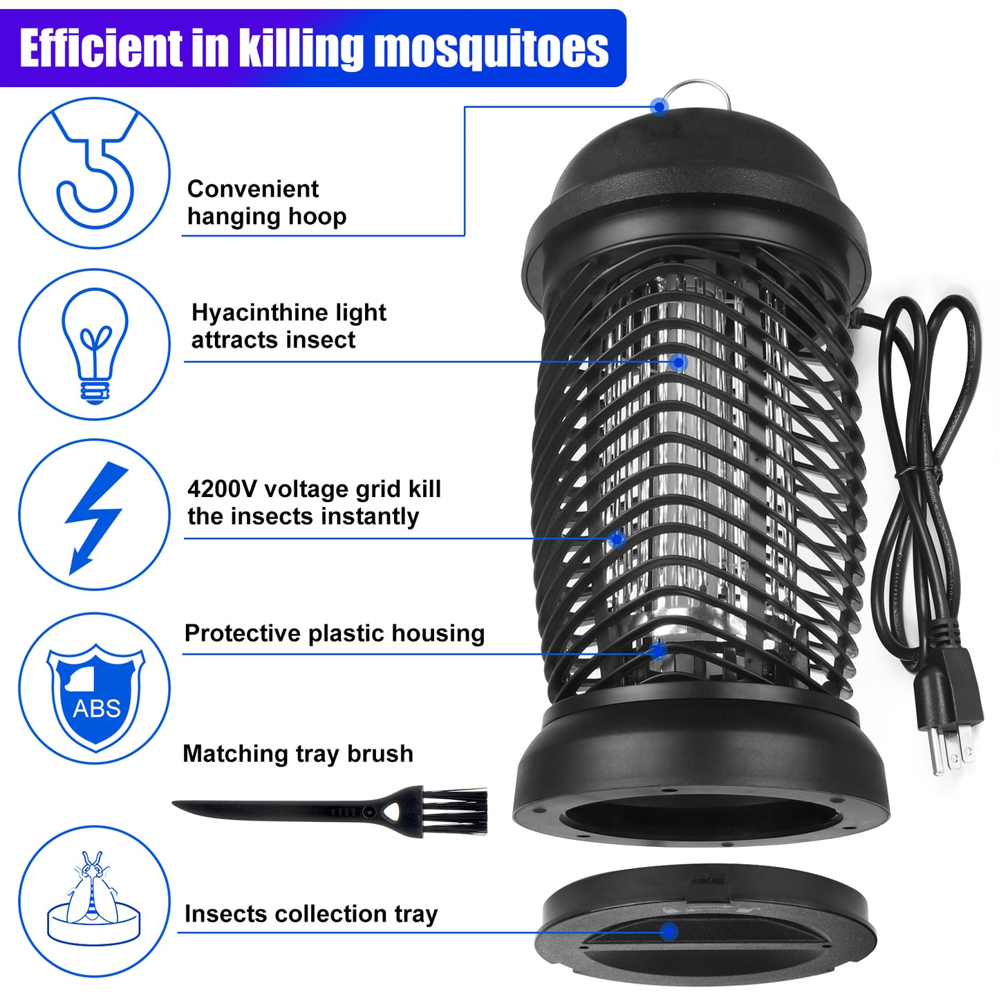 GOOTOP Bug Zapper,Electronic Mosquito Zappers for Outdoor and Indoor,Fly Pest Attractant Trap for Patio