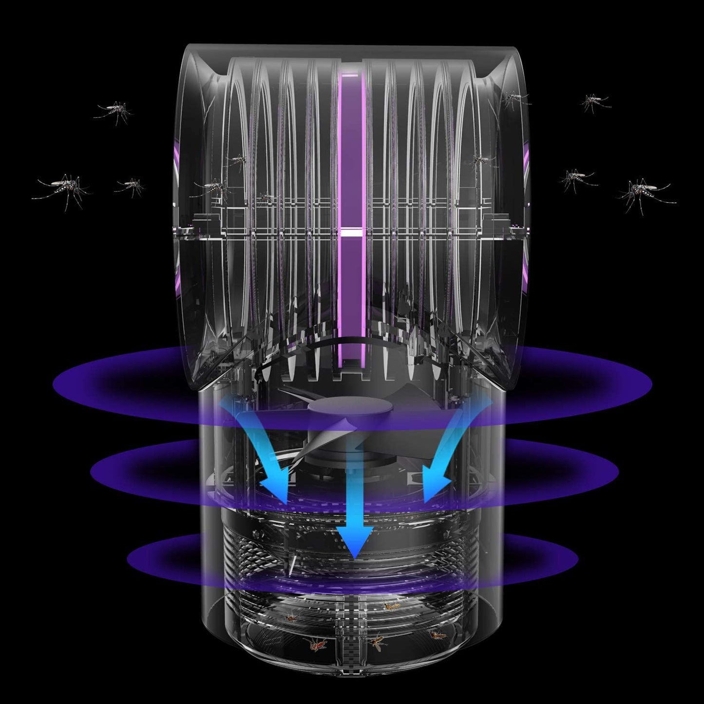 GOOTOP Fly Trap Indoor, Fruit Fly Catcher Bug Zapper Killer Insect Trap with Sticky Glue Boards