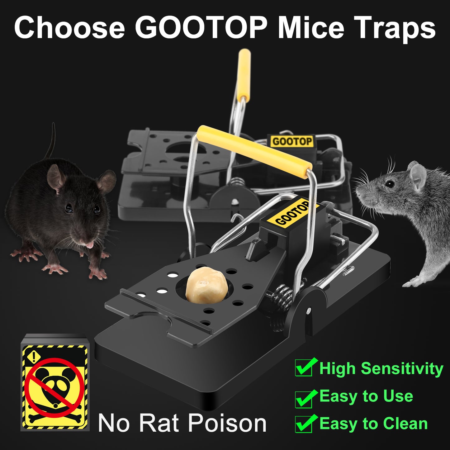 GOOTOP Mouse Traps, Mice Traps for House - Pack of 8