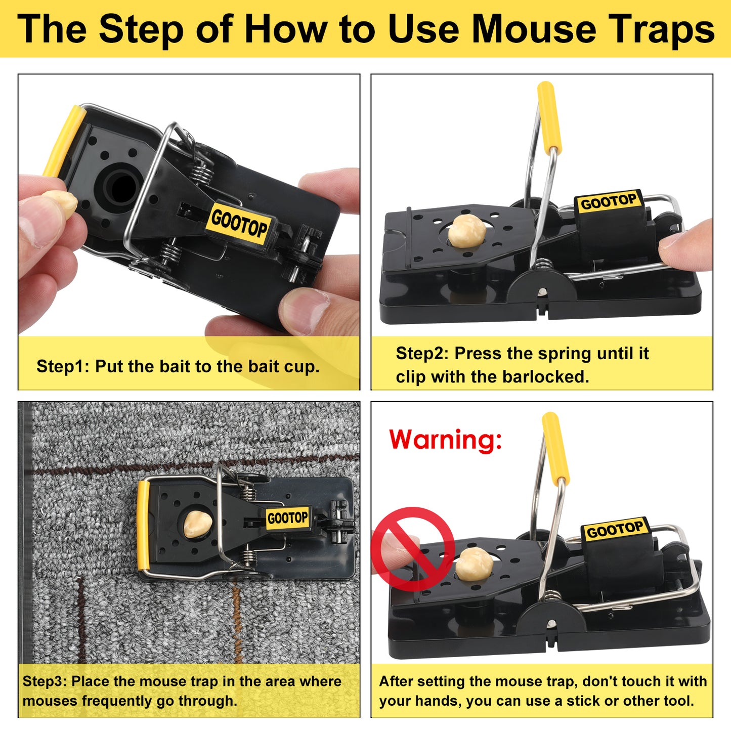 GOOTOP Mouse Traps, Mice Traps for House - Pack of 8