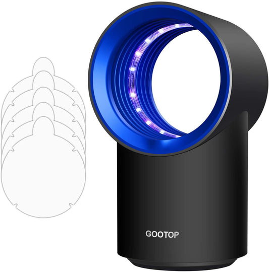GOOTOP Fly Trap Indoor, Fruit Fly Catcher Bug Zapper Killer Insect Trap with Sticky Glue Boards
